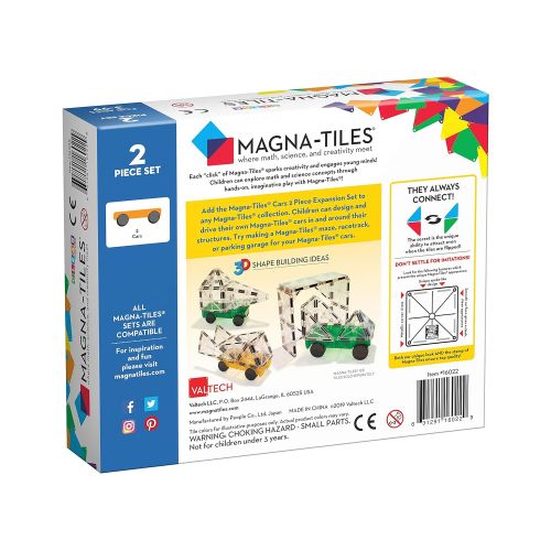  Magna-Tiles 2-Piece Car Expansion Set  The Original, Award-Winning Magnetic Building Tiles  Creativity and Educational  STEM Approved