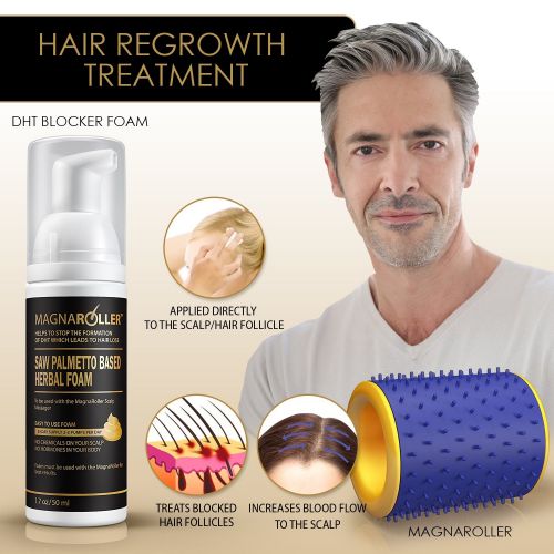  Magna Roller MagnaRoller Magnetic Hair Growth Products - Natural Hair Loss and New Regrowth Treatment System for Men & Women | DHT Blocker Anti Thinning Formula | Best Supplement Product for Fa