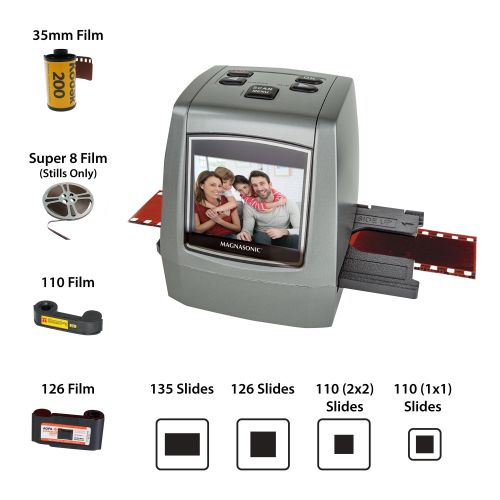  Magnasonic All-In-One High Resolution 22MP Film Scanner, Converts Film, Slides and Negatives, Vibrant 2.4” LCD Screen