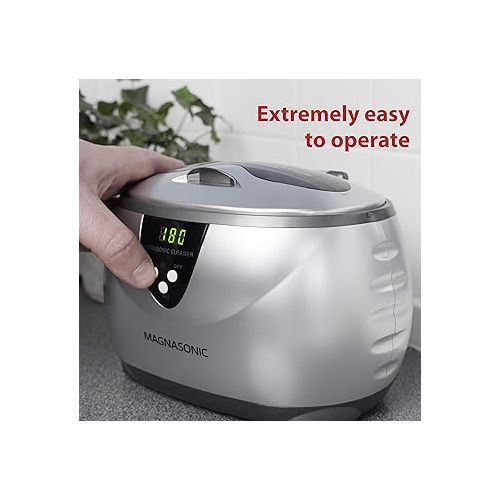  Magnasonic Professional Ultrasonic Jewelry Cleaner with Digital Timer and 20z Stainless Steel Tank for Eyeglasses, Rings, Earrings, Coins, Tools, Dentures, Hygiene Items (MGUC500)