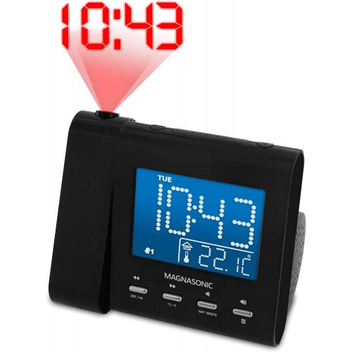  [아마존 핫딜]  [아마존핫딜]Magnasonic Projection Alarm Clock with AM/FM Radio, Battery Backup, Auto Time Set, Dual Alarm & 3.5mm Audio Input