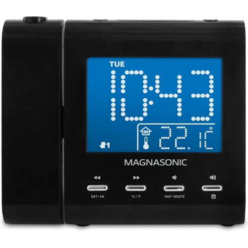  [아마존 핫딜]  [아마존핫딜]Magnasonic Projection Alarm Clock with AM/FM Radio, Battery Backup, Auto Time Set, Dual Alarm & 3.5mm Audio Input