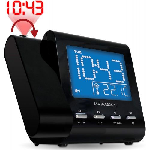  [아마존 핫딜]  [아마존핫딜]Magnasonic Projection Alarm Clock with AM/FM Radio, Battery Backup, Auto Time Set, Dual Alarm & 3.5mm Audio Input