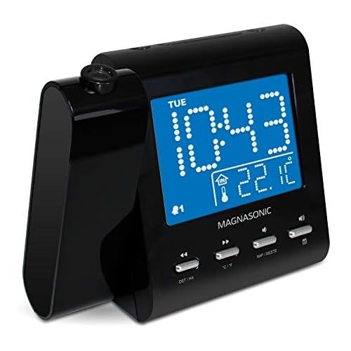  [아마존베스트]Magnasonic Projection Alarm Clock with AM/FM Radio, Battery Backup, Auto Time Set, Dual Alarm & 3.5mm Audio Input