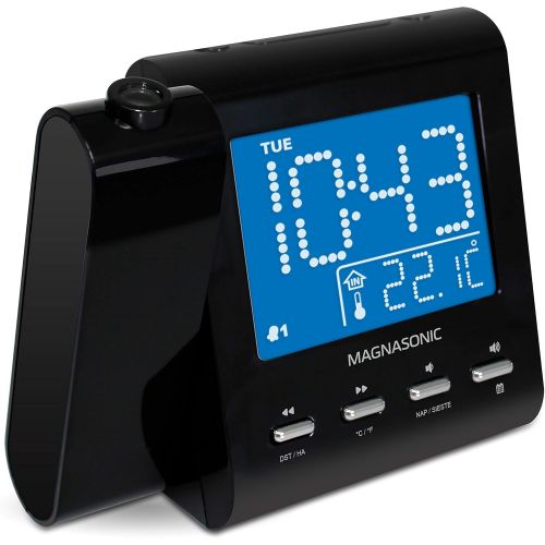  [아마존베스트]Magnasonic Projection Alarm Clock with AM/FM Radio, Battery Backup, Auto Time Set, Dual Alarm & 3.5mm Audio Input