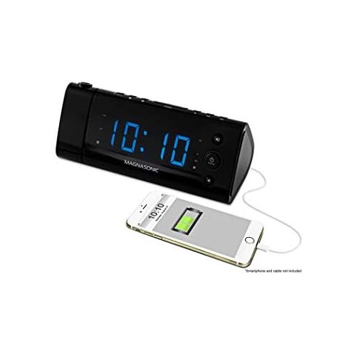  [아마존베스트]Electrohome USB Charging Alarm Clock Radio with Time Projection, Battery Backup, Auto Time Set, Dual Alarm, 1.2 LED Display for Smartphones & Tablets (EAAC475)