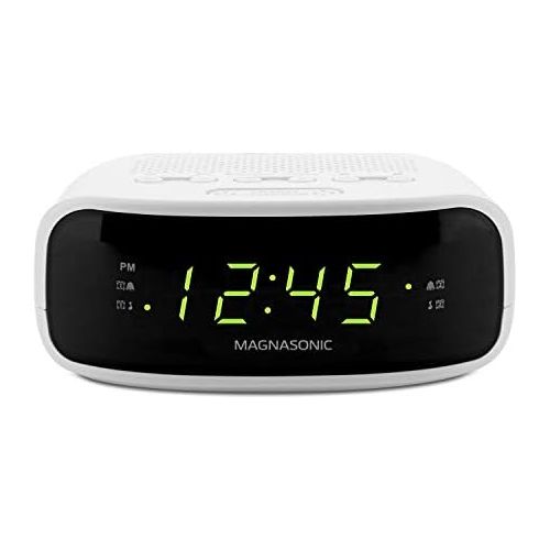  [아마존베스트]Magnasonic Digital AM/FM Clock Radio with Battery Backup, Dual Alarm, Sleep & Snooze Functions, Display Dimming Option,White (EAAC201)