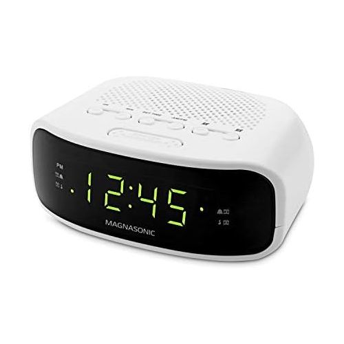  [아마존베스트]Magnasonic Digital AM/FM Clock Radio with Battery Backup, Dual Alarm, Sleep & Snooze Functions, Display Dimming Option,White (EAAC201)