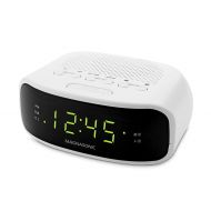 Magnasonic Digital AM/FM Clock Radio with Battery Backup, Dual Alarm, Sleep & Snooze Functions, Display Dimming Option,White (EAAC201): Electronics