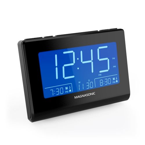  Magnasonic Alarm Clock Radio with USB Charging for Smartphones & Tablets, Auto Dimming, Dual Gradual Wake Alarm, Battery Backup, Auto Time Set, Large 4.8 LED Display, AM/FM (CR63):