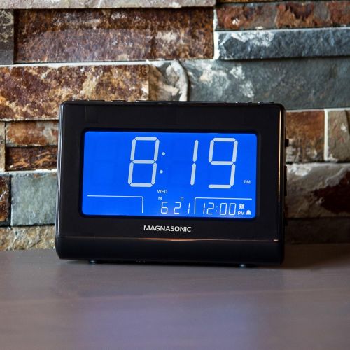  Magnasonic Alarm Clock Radio with USB Charging for Smartphones & Tablets, Auto Dimming, Dual Gradual Wake Alarm, Battery Backup, Auto Time Set, Large 4.8 LED Display, AM/FM (CR63):