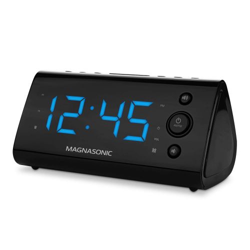  Magnasonic Alarm Clock Radio with USB Charging for Smartphones & Tablets Includes Dual Alarm, Battery Backup, Auto Time Set & 1.2 LED Display with 4 Dimming Options (EAAC470): Elec