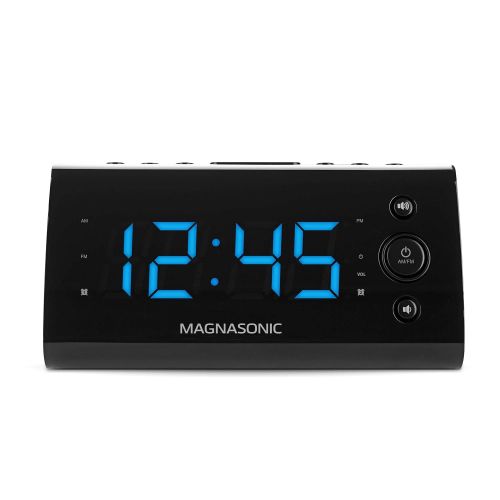  Magnasonic Alarm Clock Radio with USB Charging for Smartphones & Tablets Includes Dual Alarm, Battery Backup, Auto Time Set & 1.2 LED Display with 4 Dimming Options (EAAC470): Elec