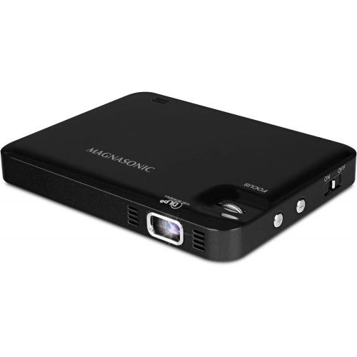  Magnasonic LED Pocket Pico Video Projector, HDMI, Rechargeable Battery, Built-in Speaker, DLP, 60 inch Hi-Resolution Display for Streaming Movies, Presentations, Smartphones, Table
