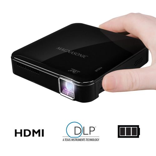  Magnasonic Mini Portable Pico Video Projector, HDMI, Battery, Speakers, 50 ANSI Lumens for Movies, Presentations, Smartphones (PP71)