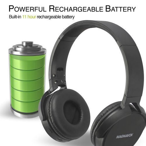  Magnavox Black Foldable Headphones with Bluetooth Wireless Technology MBH542BK