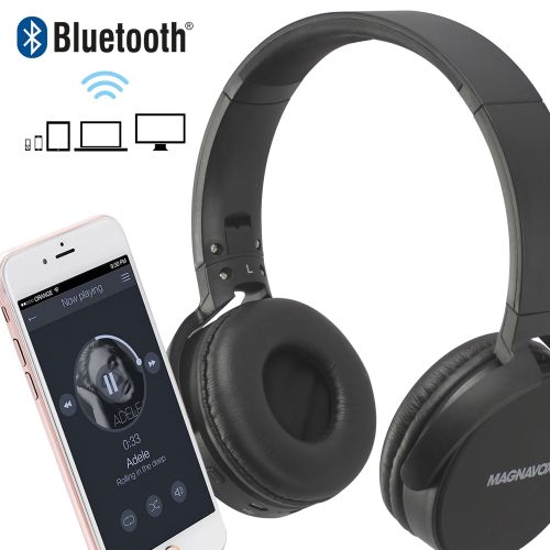  Magnavox Black Foldable Headphones with Bluetooth Wireless Technology MBH542BK