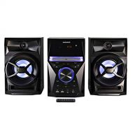 [아마존베스트]Magnavox MM441 3-Piece CD Shelf System with Digital PLL FM Stereo Radio, Bluetooth Wireless Technology, and Remote Control in Black | Blue Colored Speaker Lights | LED Display | AU