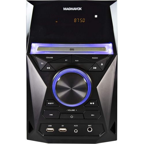  [아마존베스트]Magnavox MM441 3-Piece CD Shelf System with Digital PLL FM Stereo Radio, Bluetooth Wireless Technology, and Remote Control in Black | Blue Colored Speaker Lights | LED Display | AU