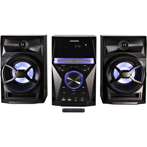  [아마존베스트]Magnavox MM441 3-Piece CD Shelf System with Digital PLL FM Stereo Radio, Bluetooth Wireless Technology, and Remote Control in Black | Blue Colored Speaker Lights | LED Display | AU