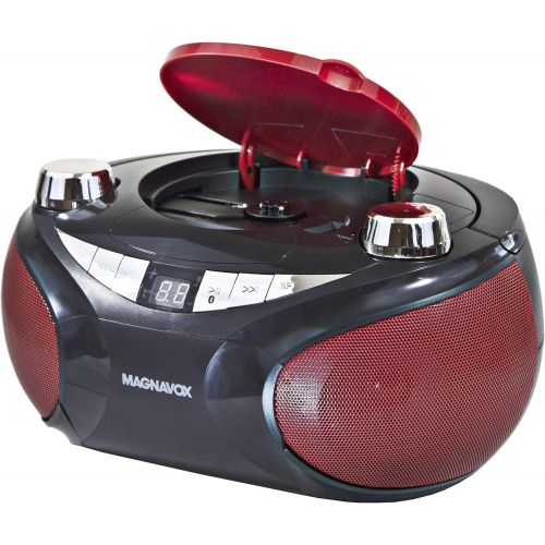  [아마존베스트]MAGNAVOX MD6949 Portable Top Loading CD Boombox with AM/FM Stereo Radio and Bluetooth Wireless Technology in Red and Black | CD-R/CD-RW Compatible | LED Display |