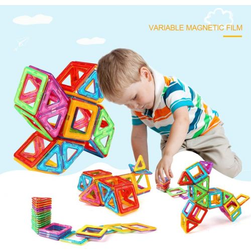  [아마존 핫딜]  [아마존핫딜]Idoot idoot Magnetic Tiles Building Blocks Set Educational Toys for Kids with Storage Bag - 64Pcs