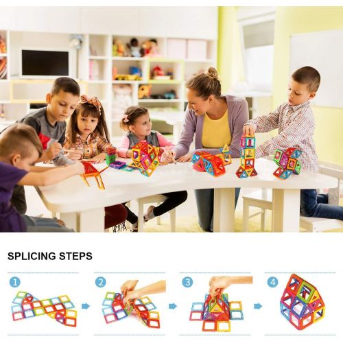  [아마존 핫딜]  [아마존핫딜]Idoot idoot Magnetic Tiles Building Blocks Set Educational Toys for Kids with Storage Bag - 64Pcs