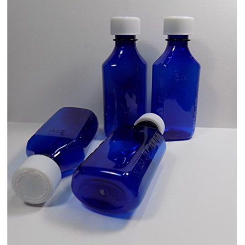  Magnetic Water Technology Lot of 100 Brand New Cobalt Blue Graduated Oval 2 Ounce Amber RX Medicine Bottles w/Caps