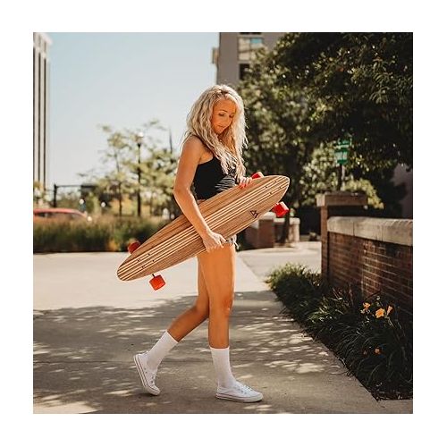  Magneto Bamboo Carbon Fiber Longboards Skateboards for Cruising, Carving, Free-Style, Downhill and Dancing | Kicktails Tricks Carver Drop Through | Great for Teens Adults Men Women
