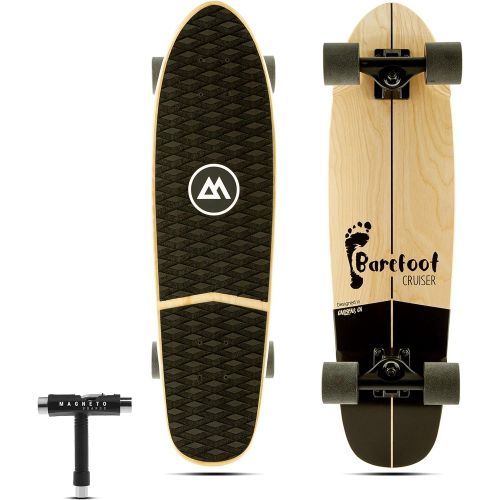  Magneto Barefoot Mini Cruiser Skateboard | EVA Stomp Pad Grip Tape | Short Board | Canadian Maple Deck - Designed for Kids, Teens and Adults (Barefoot)