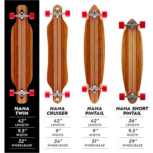  Magneto Hana Longboard Collection | Longboard Skateboards | Bamboo with Hard Maple Core | Cruising, Carving, Dancing, Freestyle