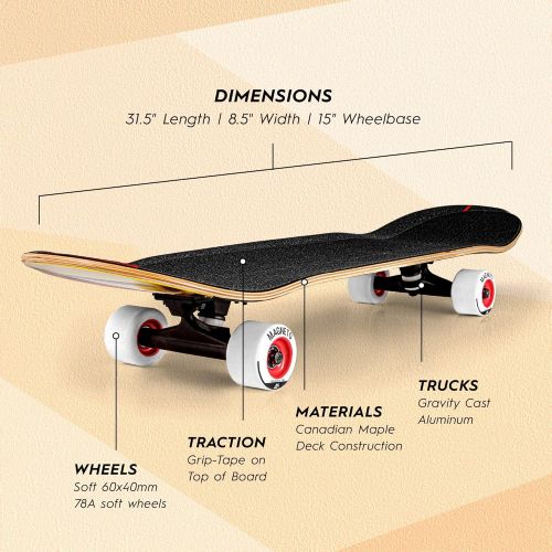  Magneto SUV Skateboards Fully Assembled Complete 31 x 8.5 Standard Size 7 Layer Canadian Maple Deck Designed for All Types of Riding Kids Adults Teens Men Women Boys Girls Free Ska