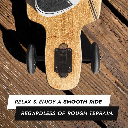  Magneto Glider Collection Premium Longboard Skateboard Large Big 100mm Wheels Bamboo Deck with Hard Maple Core Cruiser Carver Fully Assembled for Beginners Men Women Adults Teens Free Skat