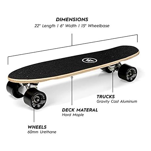  Magneto Kids Cruiser Skateboard 22 Long by 6 Wide Maple 7 ply Deck Fully Assembled School Locker Cruiser Board Designed for Kids Teens Boys Girls and Adults