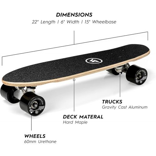  Magneto Kids Cruiser Skateboard 22 Long by 6 Wide Maple 7 ply Deck Fully Assembled School Locker Cruiser Board Designed for Kids Teens Boys Girls and Adults