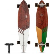 Magneto 40 Inch Pintail Longboard Skateboard Top Mount Dark Stained Hard Maple Core Long Board Deck Cruiser Skateboards, Carver, Freestyle Skateboard for Adults Teenagers Men Women