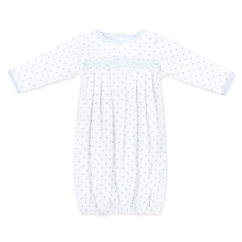  Magnolia Baby Baby Boy Gingham Dots Essentials Smocked Gown Blue