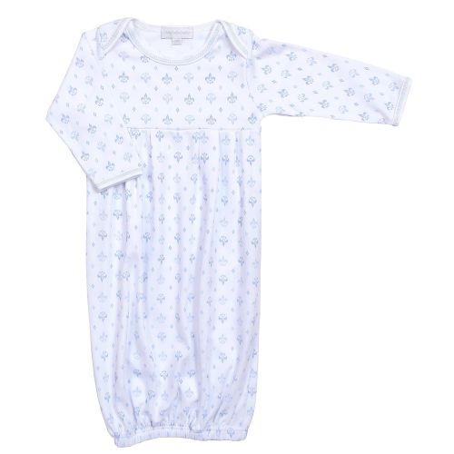  Magnolia Baby Baby Boy Fleur De Lis Printed Gown Blue