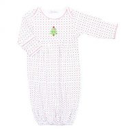 Magnolia Baby Unisex Baby O Christmas Tree Embroidered Pleated Gown Red