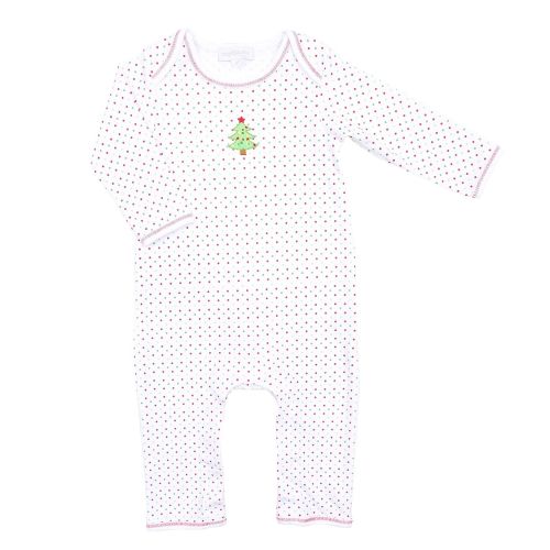  Magnolia Baby Unisex Baby O Christmas Tree Embroidered Playsuit Red