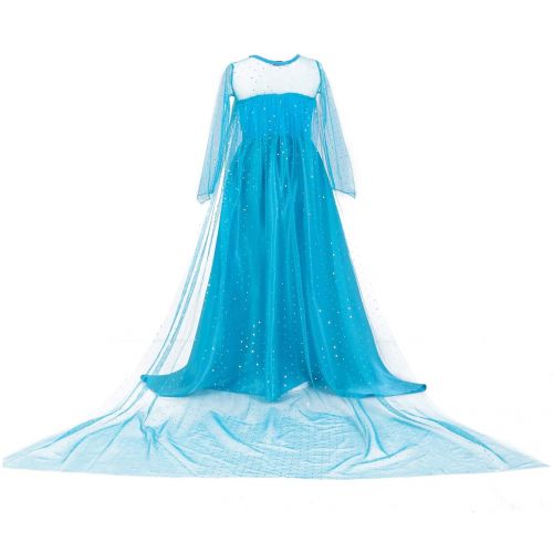  Magogo Princess Dress Elsa Costume Girls Clothes Carnival Outfit Party Fancy Skirt with Crown and Magic Wand