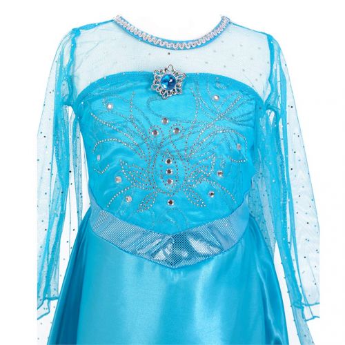  Magogo Princess Dress Elsa Costume Girls Clothes Carnival Outfit Party Fancy Skirt with Crown and Magic Wand