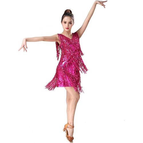  Magogo Latin Dance Dresses Sequin Tassels Prom Costume Great Gatsby Themed Party Skirt