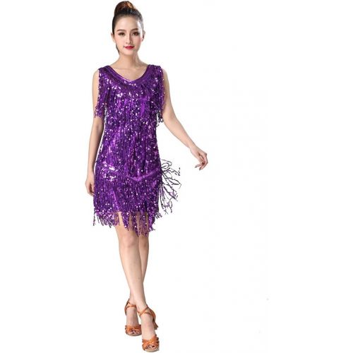  Magogo Latin Dance Dresses Sequin Tassels Prom Costume Great Gatsby Themed Party Skirt