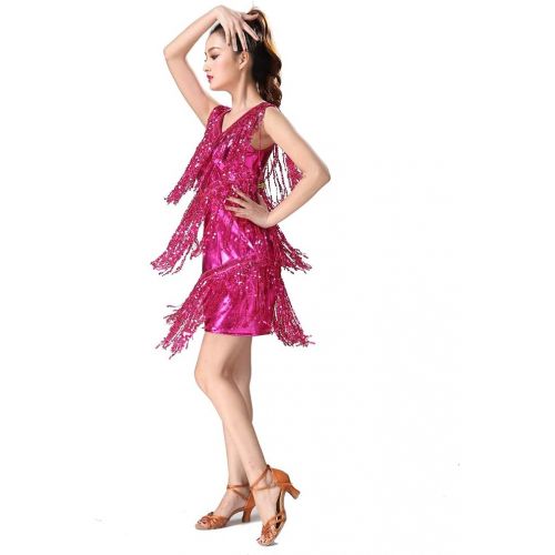  Magogo Latin Dance Dresses Sequin Tassels Prom Costume Great Gatsby Themed Party Skirt