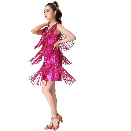  Magogo Latin Dance Dresses Sequin Tassels Prom Costume Great Gatsby Themed Party Skirt