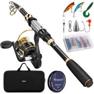Magreel Telescopic Fishing Rod and Reel Combo Set with Fishing Line, Fishing Lures Kit& Accessories and Carrier Bag for Saltwater Freshwater