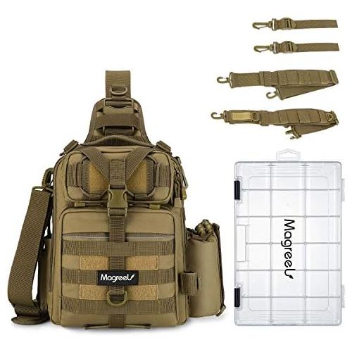  [아마존베스트]Magreel Fishing Backpack with Fishing Case Fishing Bag with Rod Holder and 3600 Bait Box Backpack Shoulder Bag Rod Bags for Fishing Accessories Fishing Tackle Fishing - Black/Khaki