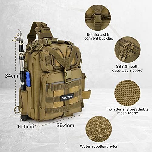  [아마존베스트]Magreel Fishing Backpack with Fishing Case Fishing Bag with Rod Holder and 3600 Bait Box Backpack Shoulder Bag Rod Bags for Fishing Accessories Fishing Tackle Fishing - Black/Khaki