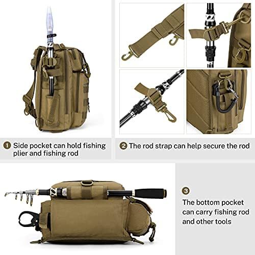  [아마존베스트]Magreel Fishing Backpack with Fishing Case Fishing Bag with Rod Holder and 3600 Bait Box Backpack Shoulder Bag Rod Bags for Fishing Accessories Fishing Tackle Fishing - Black/Khaki